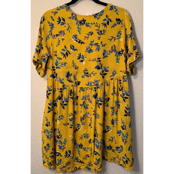 Blue and Yellow Flower Dress W/ POCKETS - Picture 2 of 3